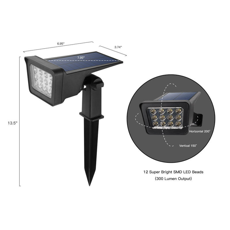 IP65 방수 야외 LED 풍경 조절 태양광 조명 정원에 대한 스포트라이트