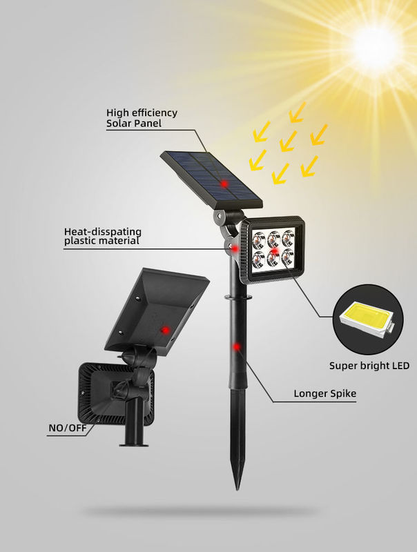 태양광 스포트라이트 IP65 방수 태양광 전력 야외 LED 스포트 잔디 스파이크 라이트 300lm