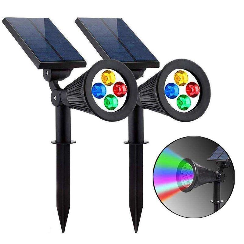 2 IN 1 태양 정원 점광 RGB 색상 변경 LED 야외 잔디 전원 공급 태양