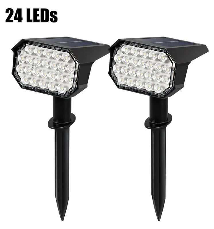 24 Leds 태양 LED 길거리 조명 램프 경로 마당 풍경 잔디 톱니 벽