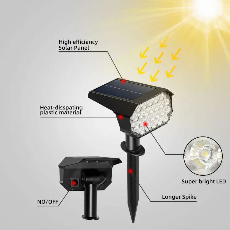 24 Leds 태양 LED 길거리 조명 램프 경로 마당 풍경 잔디 톱니 벽
