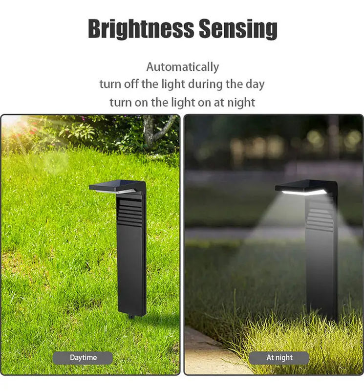 태양광 LED 길거리 조명 램프 L 모양 검은 태양 경로 조명 정원 장식