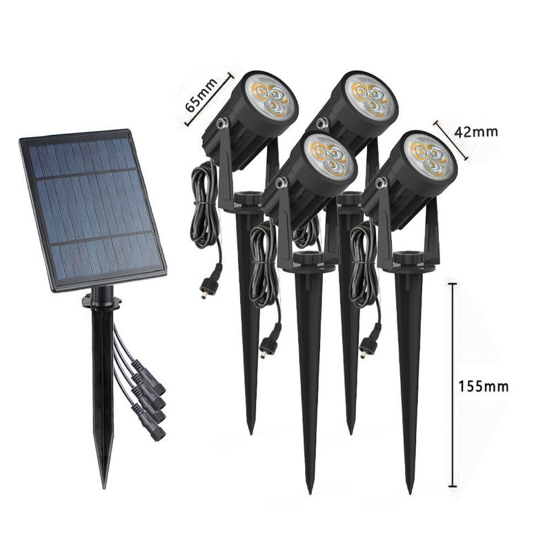 6000K 일광 경고 2 모드 태양 에너지 LED 램프 4 in 1 야외 LED 태양 스포트라이트
