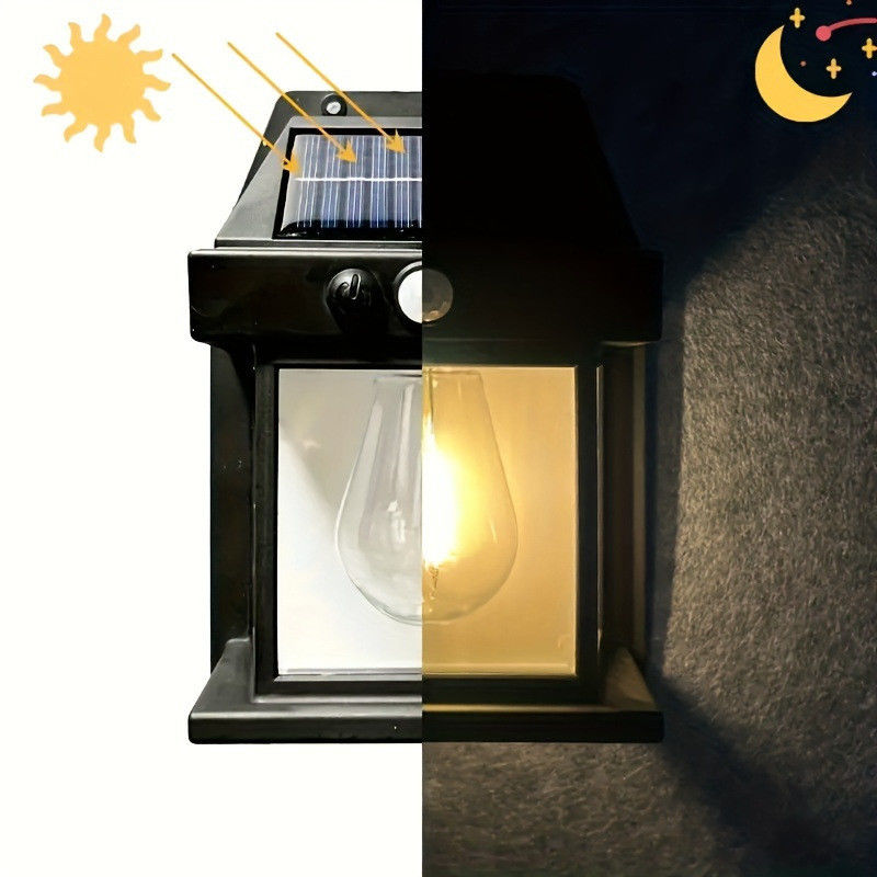 80lm/w 안뜰 정원 장식 물 막성 태양 벽 램프 동작 센서