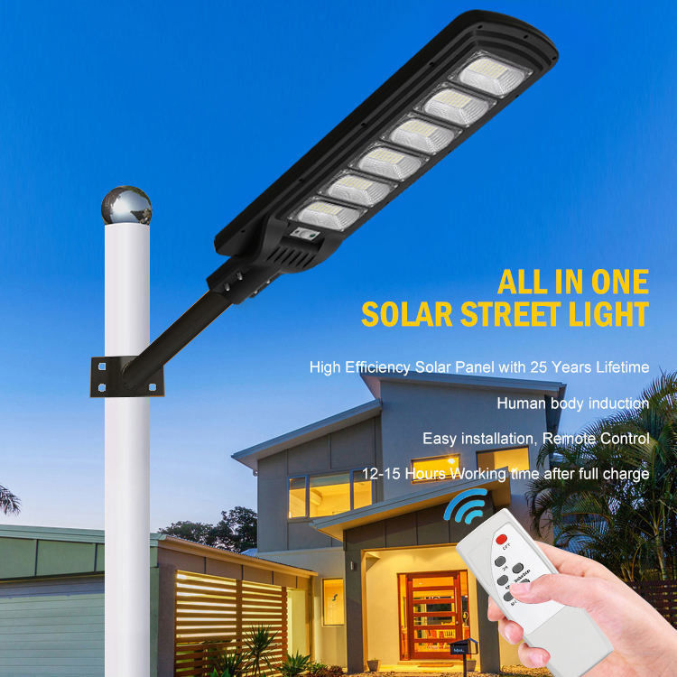 배터리 3.2V/16000MAH 100lm/w 100w 200w 300w 원격 제어 태양광 거리 조명