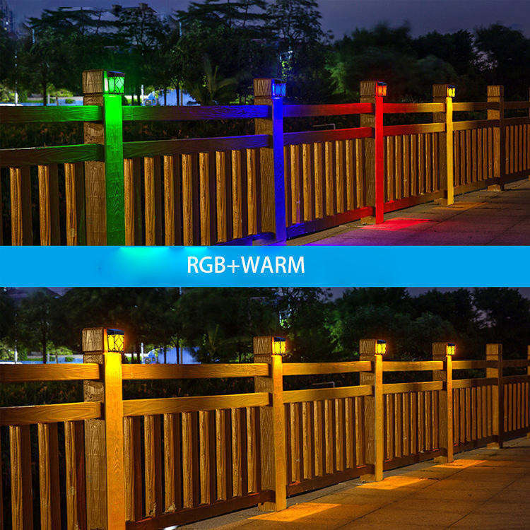 RGB 태양 울타리 조명 색상 방수 외부 태양 벽 랜턴 외부 IP65 40000 시간