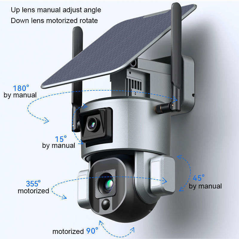 10x 줌 4.0MP 와이파이 돔 CCTV 네트워크 이프시 태양 전지 백업 감시 카메라 4g