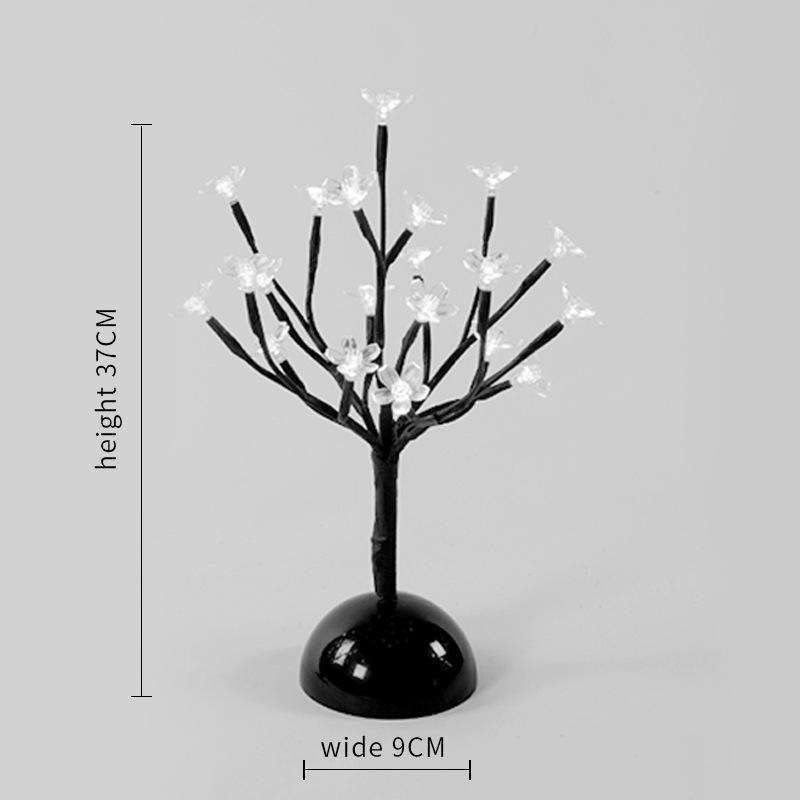 실내 36cm 24 램프 배터리 크리스마스 스타 홈 디코어 LED 체리 꽃 테이블 톱 콩사이 나무 요정 빛
