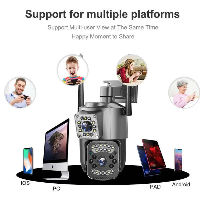 4MP 무선 IP 보안 듀얼 렌즈 4G 총알 PTZ 카메라 V380 총알 3.5인치 블랙