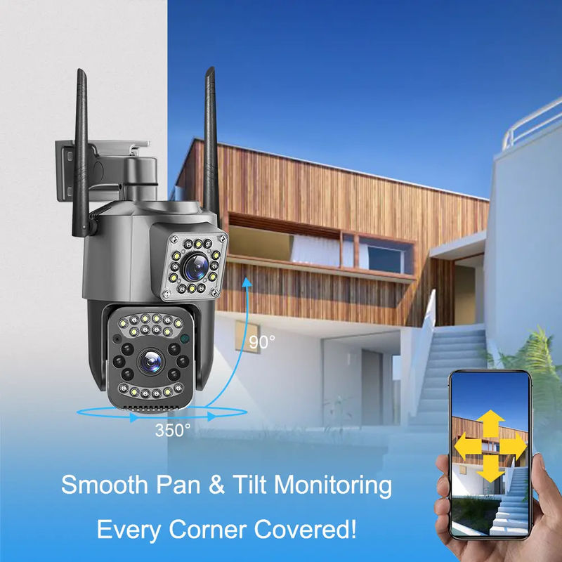 4MP 무선 IP 보안 듀얼 렌즈 4G 총알 PTZ 카메라 V380 총알 3.5인치 블랙