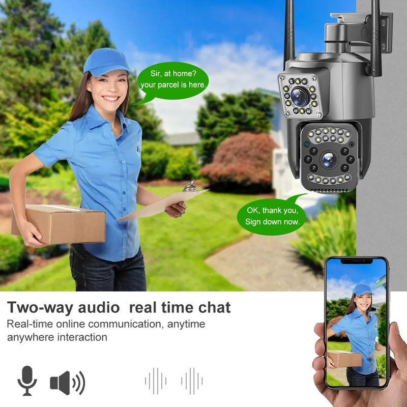 4MP 무선 IP 보안 듀얼 렌즈 4G 총알 PTZ 카메라 V380 총알 3.5인치 블랙