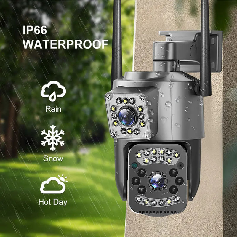 4MP 무선 IP 보안 듀얼 렌즈 4G 총알 PTZ 카메라 V380 총알 3.5인치 블랙