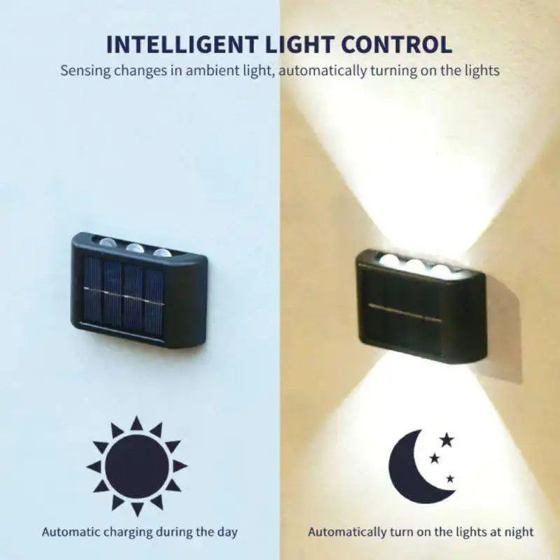 방수 4LED 6LED 위아래 태양 벽 조명