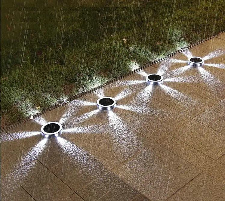 야외 태양계 계단 계단 디크 조명 90lm / w 효율 LED 원형 지상 조명