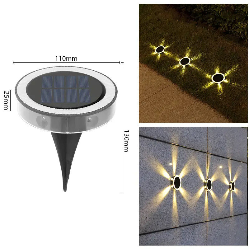야외 태양계 계단 계단 디크 조명 90lm / w 효율 LED 원형 지상 조명