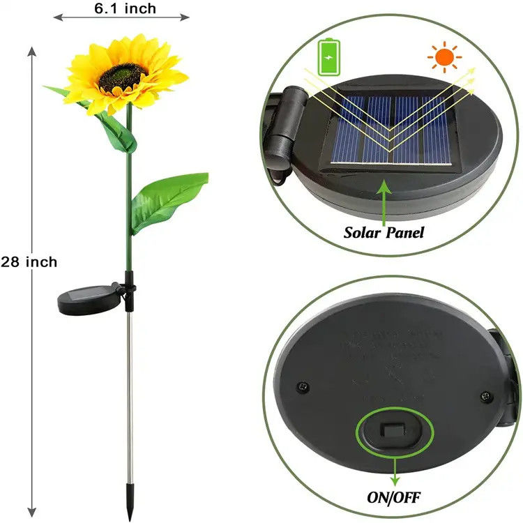 태양광 LED 램프 방수 정원 장식용 햇볕 꽃 등불 뒷마당 Patio 경로