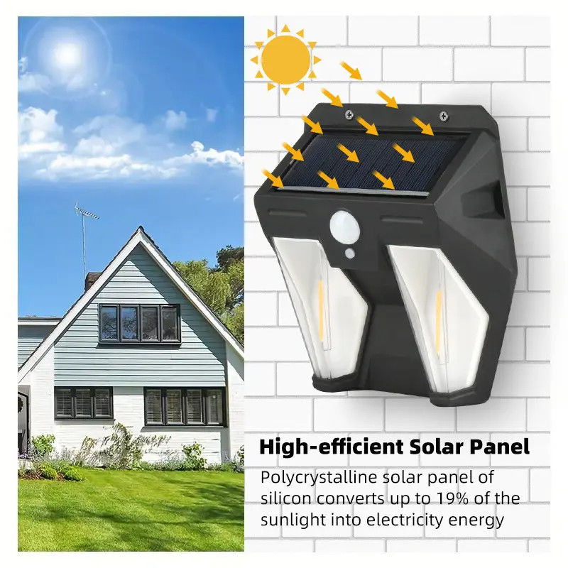 50000 시간 수명 운동 센서와 LED 광원을 갖춘 외관 태양광 벽 조명
